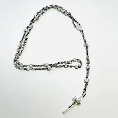 Vintage Rosary Crucifix Mother Of Pearl Cross And Beads Small • $14.95