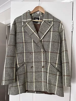 Zara Check Wool Blend Blazer Coat Size S - M • $40