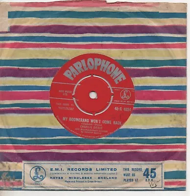 CHARLIE DRAKE My Boomerang Won't Come Back*she's My Girl 1961 UK RED PARLOPHONE • £4.95