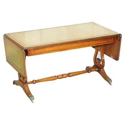 Very Large Vintage Bevan Funnell Extending Green Leather Coffee Cocktail Table • $1680.14