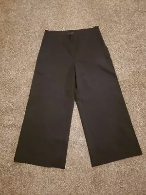 J.Crew Women's Cropped Pants Solid Black Wide Leg Size 10  • $19.99