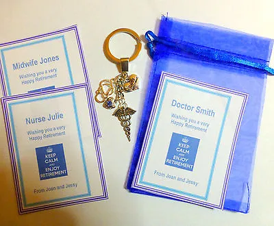 Retirement Gift For Nurse Midwife Doctor Key Ring Caduceus Stethoscope +Card • £7