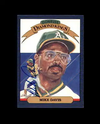 Mike Davis Signed 1986 Donruss Diamond Kings Oakland Athletics Autograph • $11