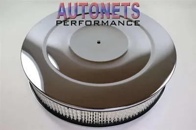 14 X3  Round Chrome Air Cleaner 4 Barrel Chevy Ford Mopar Hot Rod GM BBCSBC Flat • $48.36