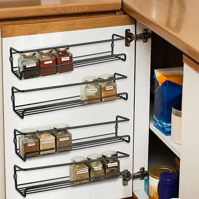 4x Kitchen Cupboard Door/Wall Mounted Spice Rack Holder Shelf Storage Organizer • £9.95