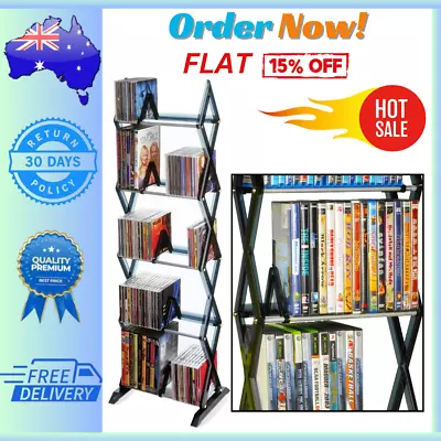 Atlantic Mitsu 130 CD 90 DVD Bluray Games 5 Tier Media Rack Smoke-Au • $40.55