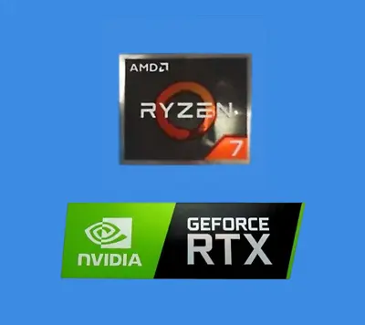 RTX + AMD Ryzen 7 Sticker AM4 CPU  Boost Decal For Laptop Desktop Note QTY 1 • £2.99