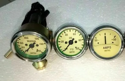 Smiths Replica 52 Mm Temp Gauge Mechanical Oil(100PSI) Gauge 20 Amp Cream YC • $23.85