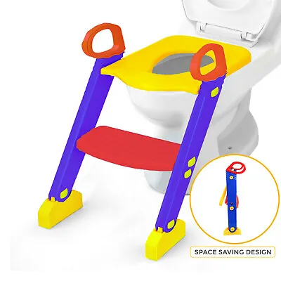 £15.45 • Buy Children Toilet Seat And Ladder Toddler Training Step Up Easy Fold Down Kids UK