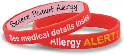 Mediband Write On Style Medical Alert ID Bracelet Silicone Wristband ALLERGY Red • $6.99