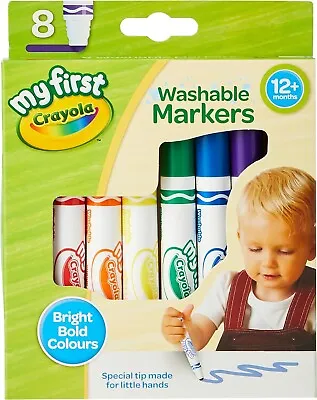 Crayola My First Washable Markers 8 Pack Assorted Colours FAST & FREE DELIVERY • £5.42