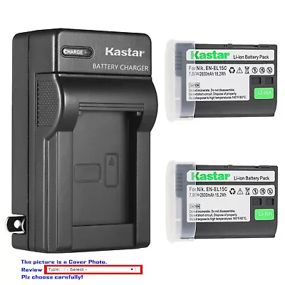 Kastar Battery AC Wall Charger For Nikon D7000 D7100 D7200 D7500 D750 D780 • $35.99