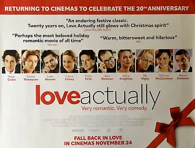 LOVE ACTUALLY 20th Anniversary D/S Quad Movie Poster 2023 HUGH GRANT COLIN FIRTH • £17.95