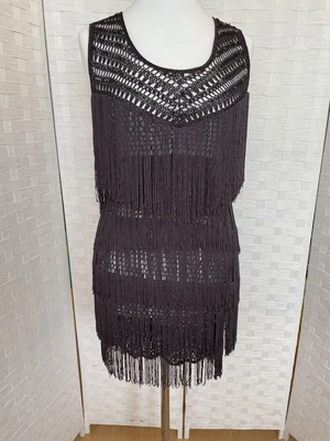 £14.95 • Buy Marks & Spencer Size 10/12 Hand Crochet Fringed Dress With Sequins 1920s Style  