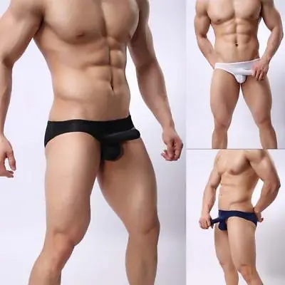 VARIOUS Men's Stretchy Lycra Briefs With Bulge Enhancing Penis Sleeve -Underwear • £3.99