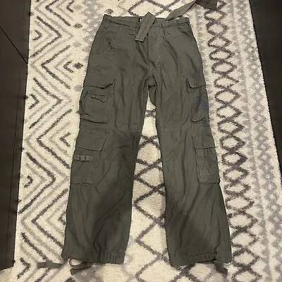 Brandit Mens Combat Army Cargo Pants Size Medium Y2K Baggy Olive Cross • $40