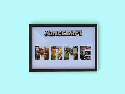 Personalised Minecraft Name Children's A4 Poster Print Décor Gift Wall Art • £5.99