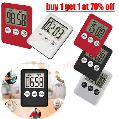 £3.16 • Buy Magnetic Kitchen Cooking Timer Slim Digital LCD Screen Count-Down Up Clock Alarm