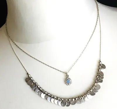 Accessorize Silver Tone 2 Strand Bohemian Necklace Costume Jewellery Boho • £12