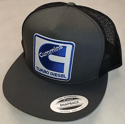 CUMMINS TURBO DIESEL Patch Trucker Hat /YP Classic 6006 Snapback Charcoal/Black • $21.72