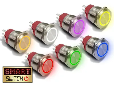 25mm Angel Eye® Halo DPDT Stainless Steel Push Button LED Metal Switch AE25 • £8.99