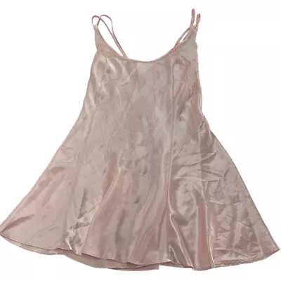 Victorias Secret Slip Women Large Pink Lace Strappy Back Satin Mini Lingerie VTG • $29.99