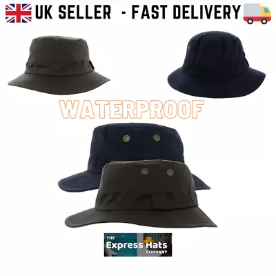 Fidra Waxed Waterproof Bush Fedora Rain Hat With Eyelets. Fast Post UK Seller • £15.95