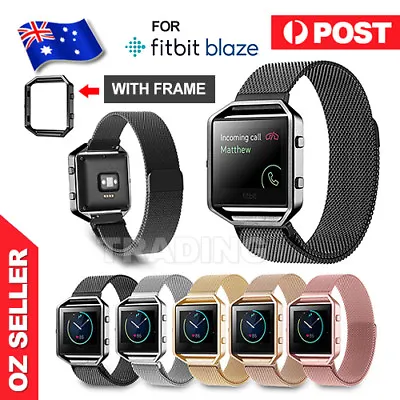 $5.85 • Buy Milanese Stainless Steel Magnetic Loop Wrist Band Strap + Frame For Fitbit Blaze