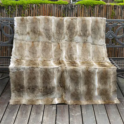 Whole Pelts Real Rabbit Fur Throw Blanket Sofa Armchair Cover Bedspread 55×63in • $109.99