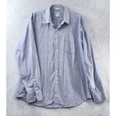 J Crew Shirt Mens XL Blue Striped Cotton Shirtings Washed Casual Tailored Fit • $9.99