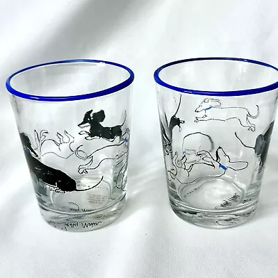 Sally Muir Dog-a-Day Juice Glasses For Anthropologie Set Of 2 Glasses • $19