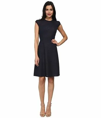 Marc New York By Andrew Marc 6 Black Shimmer Knit Illusion Fit & Flare Dress • $29.74