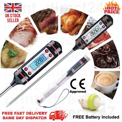 £4.26 • Buy Digital Food Thermometer Probe Cooking Meat Kitchen Temperature BBQ Turkey Milk