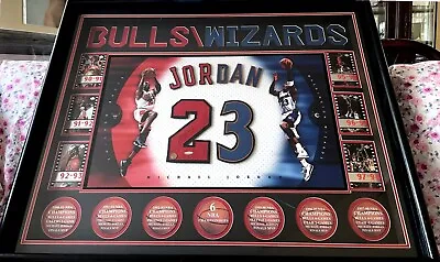 Michael Jordan Signed Autographed Bulls Wizards Jersey Numbers Custom Framed UDA • $5555.55
