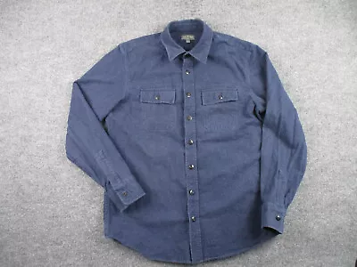 LL Bean Shirt Adult LT Blue Long Sleeve Button Up Chamois Flannel Signature Mens • $27.25