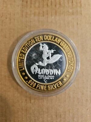 $25 • Buy Aladdin Hotel & Casino $10 Gaming Token .999 Fine Silver  Sinbad 