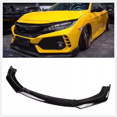 Front Bumper Cover Lip Front Spoiler For Honda Civic 10th Gen 2016-2020 Black • £57.32