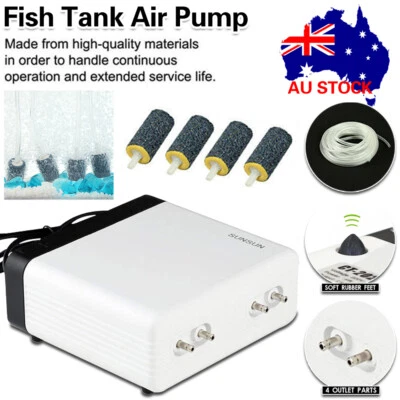 $36.09 • Buy Aqua Aquarium Air Pump Oxygen Fountain Pond Aerator Water Fish Tank 4 Outlet