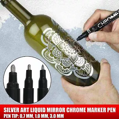 Silver Art Liquid Mirror Chrome Marker Pen 0.7mm 1mm 3mm Multifunction • £3.84