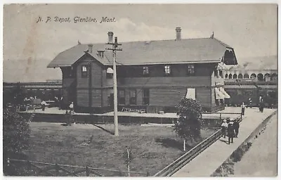 1908 Glendive Montana - Railroad Station & Train - Vintage DEPOT Postcard • $8.99