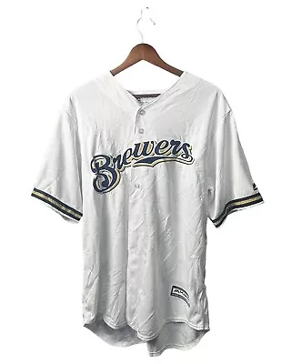 Milwaukee Brewers Majestic Official Cool Base Jersey - White Large - CREASED • $14.99