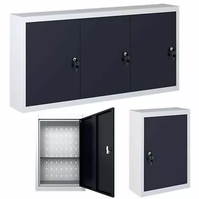 Metal Cabinet Wall Mounted Tool Box Garage Cupboard With Storage Shelf Lockable • $115.49