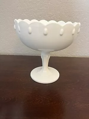 Vintage Indiana Milk Glass Compote Pedestal Footed Bowl Dish 7.5” Tear Drop • $14.50