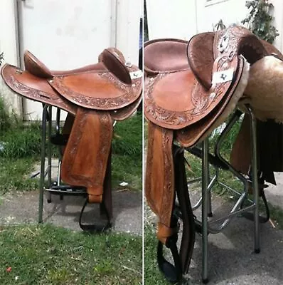 Wide Gullet-Brown-Leather-Half Breed-Swinging Fender Saddle • $419