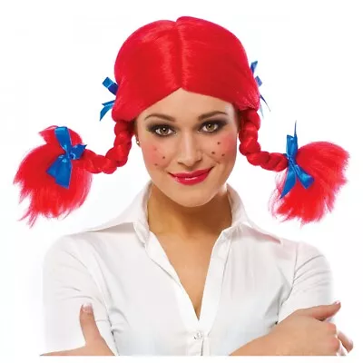 Funny Pigtail Braids Red Wig Adult Halloween Fancy Dress Costume Accessory • $15.93