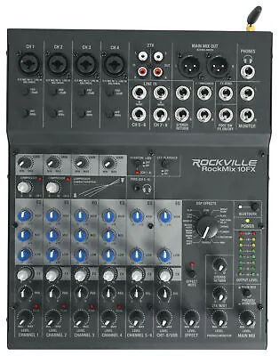 Rockville ROCKMIX 10FX 10 Chan Mixer USB Computer Recording Interface+Effects • $129.95