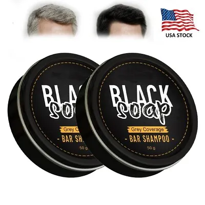 2× Men's Grey Coverage Bar Shampoo Hair Darkening Black Soap For Grey Hair Cover • $8.91