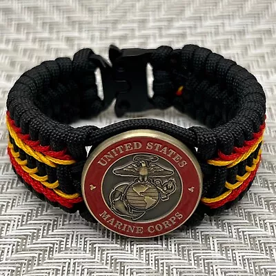 USMC Bracelet; Black Trilobite W/red & Yellow Stitching • $48