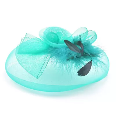 Women Veil Flower Hat Fascinator Feather Head Wear Brooch Hair Clip Church Party • $7.99