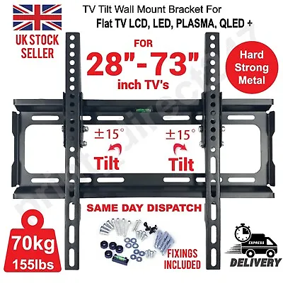£14.95 • Buy Tv Wall Bracket Mount Tilt Lcd Led Plasma 28 30 32 40 42 50 Upto 73 Inch Sony Lg